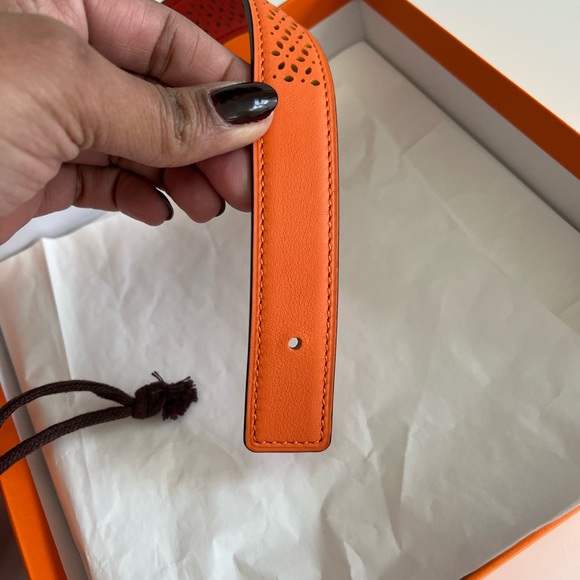 Hermes Reversible Belt - New, Never Worn Orange and Rose Jaipur - Picture 4 of 13